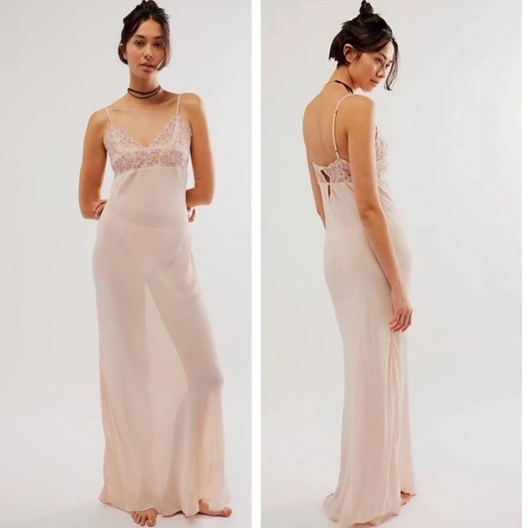 Free People Midnight Magic Maxi Sheer Slip Dress Size Small Women - Picture 1 of 10